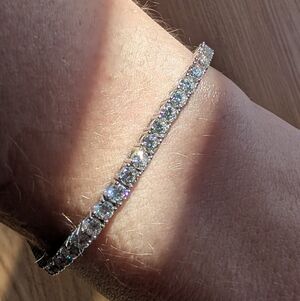 925 Sterling Silver Moissanite Tennis Bracelet - Clear